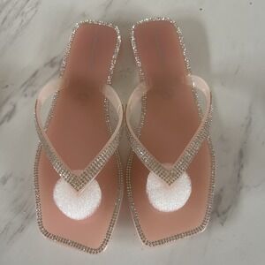 Jelly Flip Flops Pink Crystals Lauren Lorraine Tampa Sz 7 Sandals NO BOX BxFF
